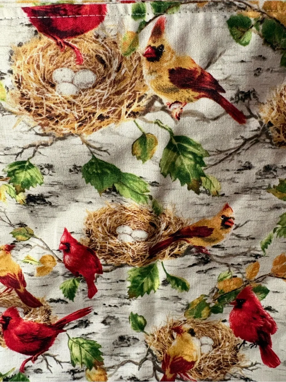 Yellow & Red Cardinals & Nest set of 4 Placemats Rustic Woodland